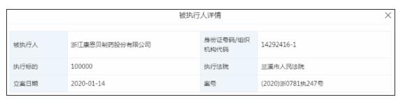 康恩貝(SH：600572)新增“被執(zhí)行人”記錄 回應(yīng)：受金融環(huán)境影響、將加強(qiáng)監(jiān)控